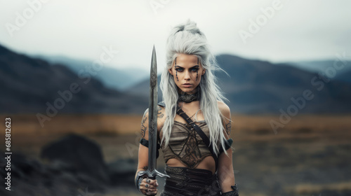 Viking Shield Maiden: A Warrior's Grace in the Face of Battle photo