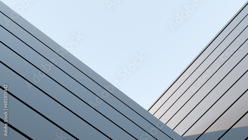 Architectural building, structure. Architectural design, style, minimal, corner building with shadow. 3D render