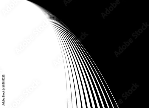 Divided into black and white Striped vector background. Vector pattern of lines in retro style. Transition.