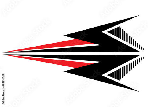 Sports racing pattern. Sticker for a sports car, boat, motorcycle, toy. Design element for games. Vehicle tuning. Arrow. Vector illustration.