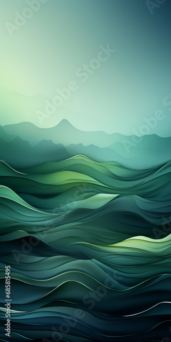 Smooth wavy digital landscape in shades of green and blue © youriy
