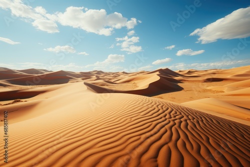 Sand dunes in a desert. Arabic Concept.