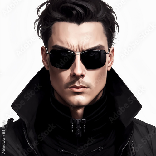 Mann in schwarzer Jacke mit Brille erstellt mit generativer AI
