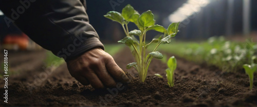 Expert hand of farmer checking soil health before growth a seed of vegetable or plant seedling, Business or ecology concept