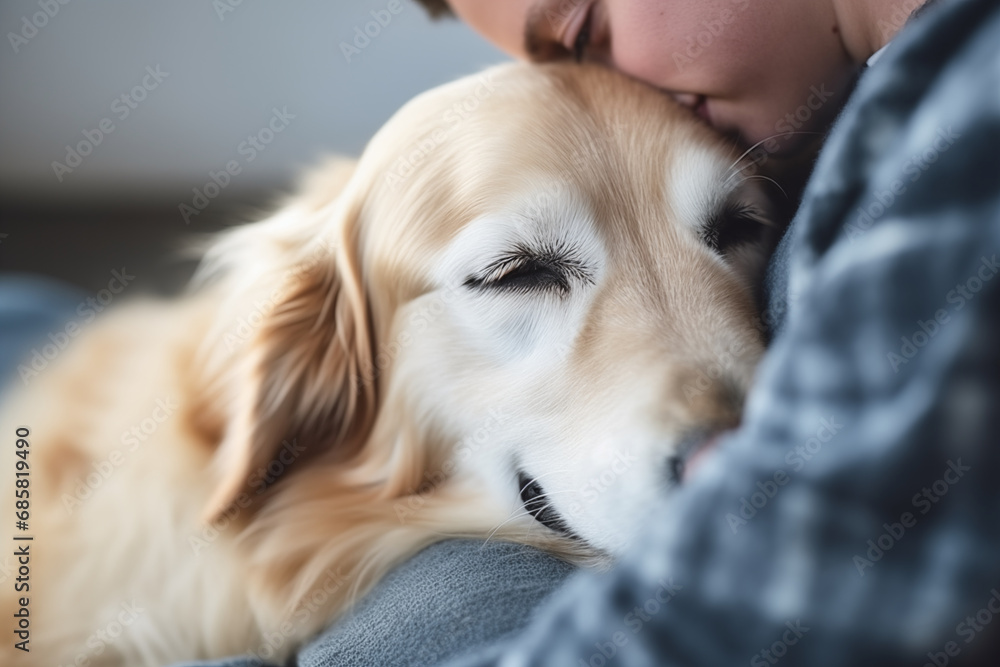 Close-ups of supportive pet therapy interactions, showcasing the healing power of animal love, with copy space Close-ups of supportive pet therapy interactions, showcasing the healing power of animal love, with copy space