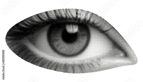 eye isolated retro grunge halftone collage element for mixed media design