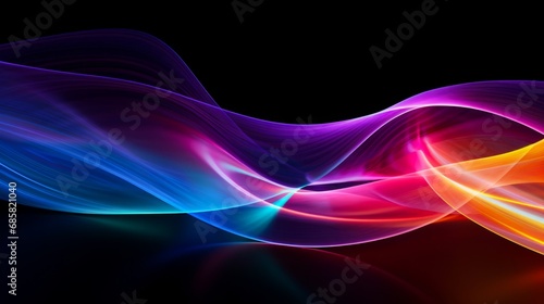 abstract black background with multicolored neon lines