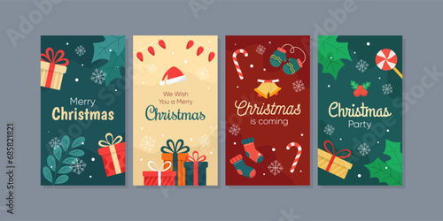 Christmas and New Year Celebration Social Media Template Collection Set Able to use as Greeting Card and Sale Promotional Event. Winter Holidays background templates