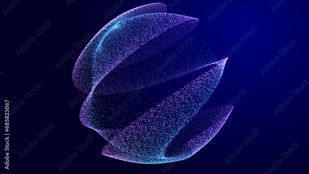 Fototapeta premium Abstract twisted, cosmic wormhole. Technology background. Data network. 3D rendering.