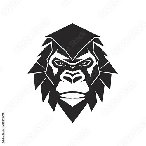 Monkey Face Icon, Baboon Portrait, Minimal Gorilla Head Symbol, Chimpanzee Mascot Silhouette photo