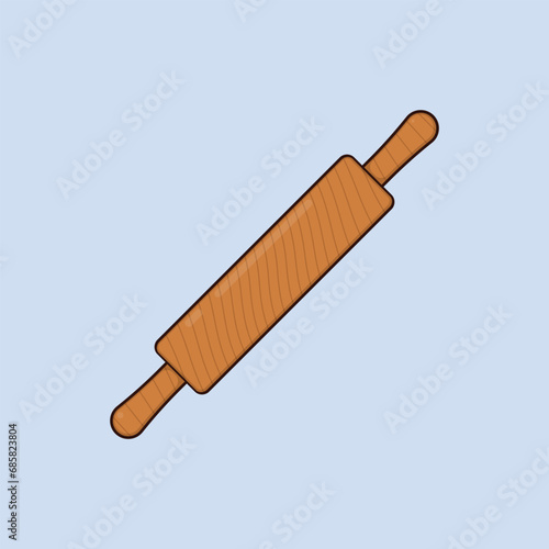 Roti Paratha Roller Kitchen Vector Icon Illustration Belan oat Roller