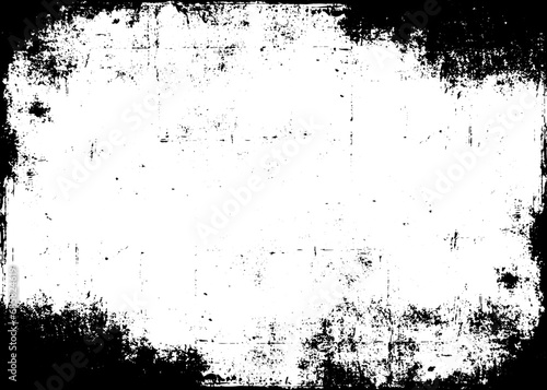 Grunge border vector texture background. Abstract frame overlay. Dirty and damaged backdrop. Vector graphic illustration with transparent white. EPS10.