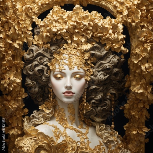 Woman in gold in baroque style photo