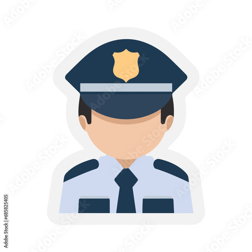 Police officer avatar. Policeman in uniform. Vector people character illustration. Cartoon minimal style.
