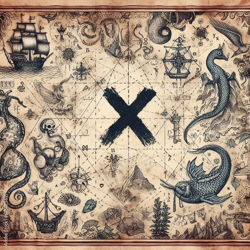 treasure map with X mark