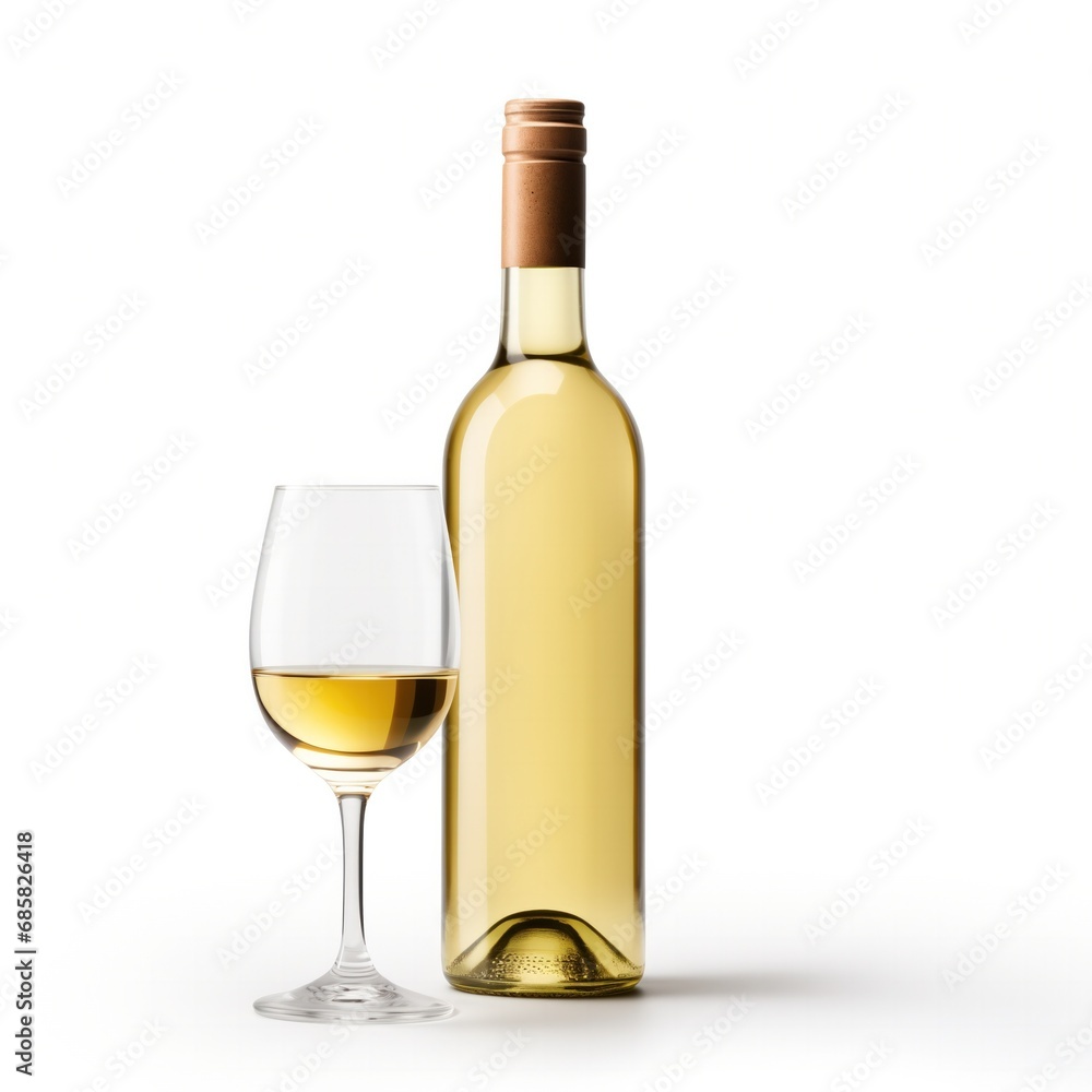 A bottle of Moscato wine side view isolated on white background 