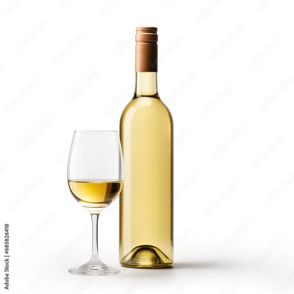 A bottle of Moscato wine side view isolated on white background A bottle of Moscato wine side view isolated on white background