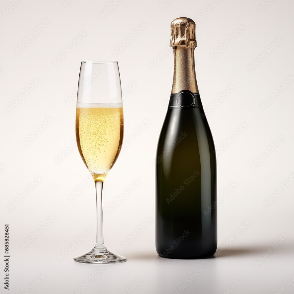 A bottle of Prosecco wine side view isolated on white background 