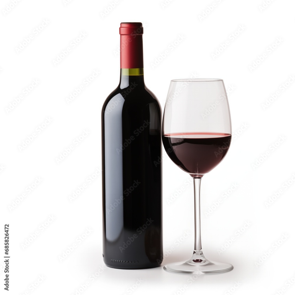 A bottle of Sangiovese wine side view isolated on white background A bottle of Sangiovese wine side view isolated on white background