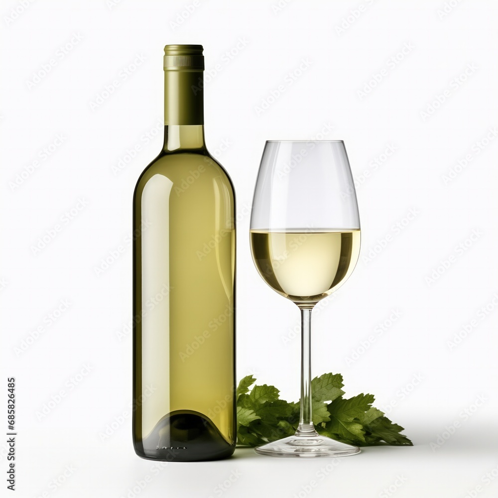 A bottle of Sauvignon Blanc wine side view isolated on white background 