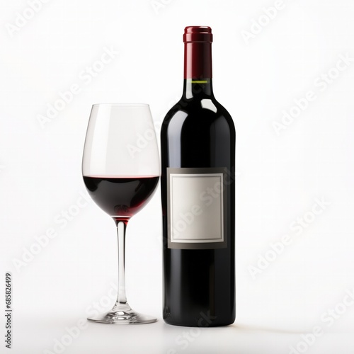 A bottle of Shiraz wine side view isolated on white background 