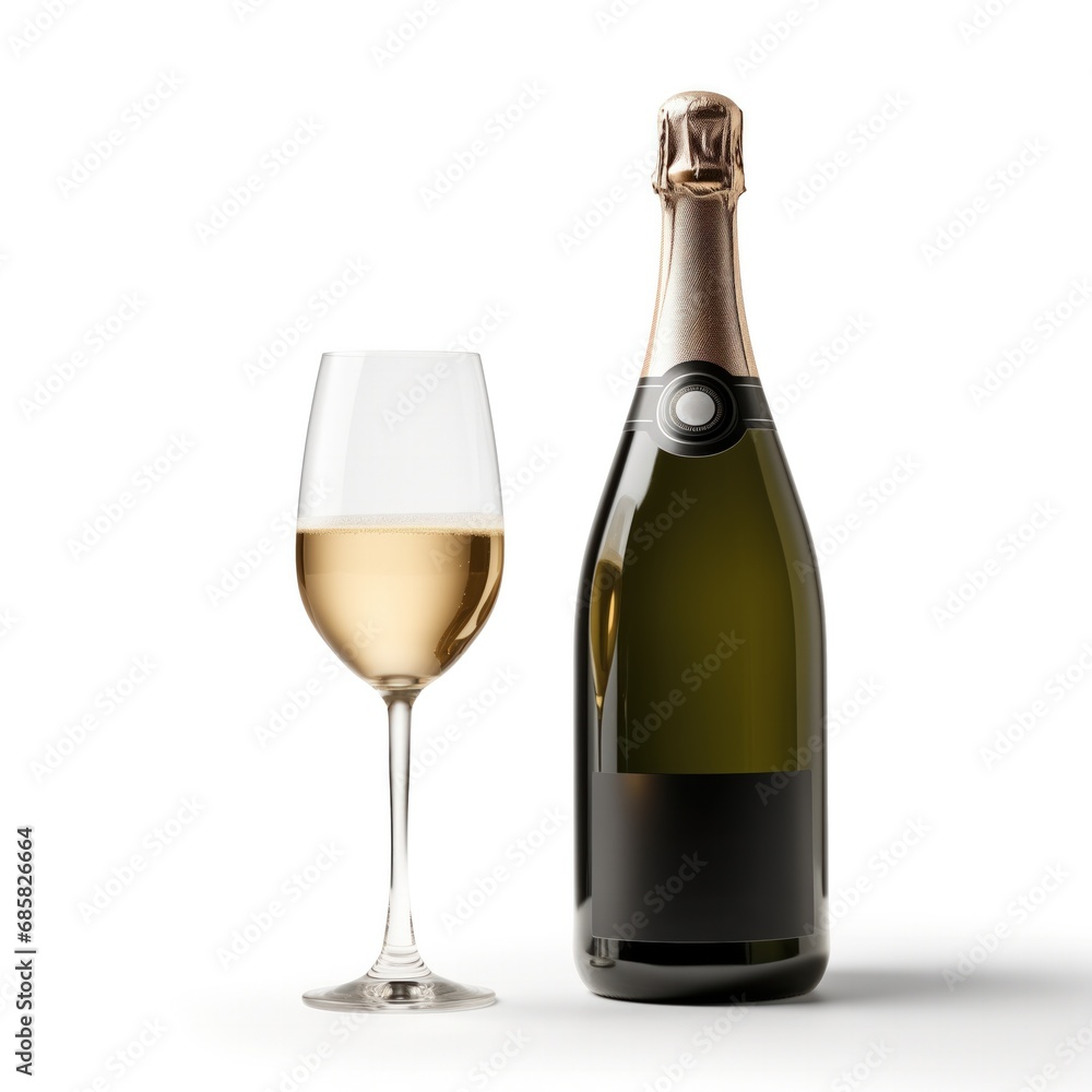 A bottle of Prosecco wine side view isolated on white background A bottle of Prosecco wine side view isolated on white background