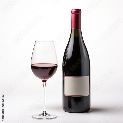 A bottle of Pinot Noir wine side view isolated on white background 