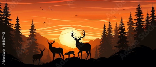 silhouette of a deer in sunset