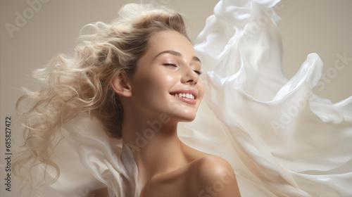 woman in beauty photoshoot skincare cream 
