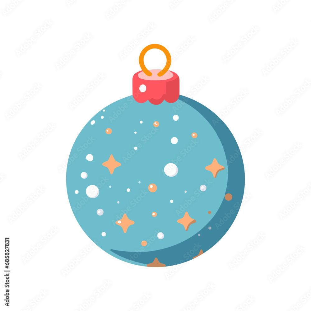 Blue sparkling Christmas ball. Christmas bauble isolated on white background. Christmas decorations. Flat vector illustration Blue sparkling Christmas ball. Christmas bauble isolated on white background. Christmas decorations. Flat vector illustration