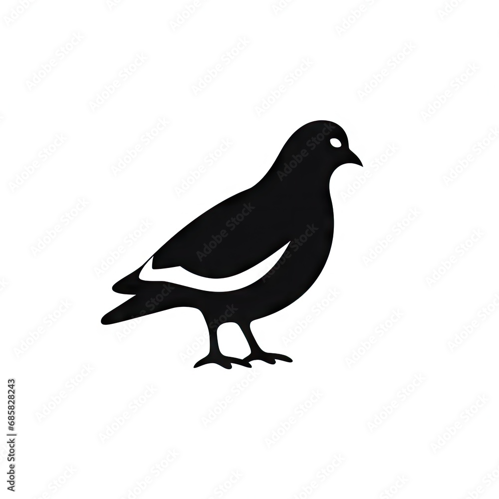 Pigeon Icon, Dove Silhouette, City Bird Symbol, Pigeon Icon on White Background Pigeon Icon, Dove Silhouette, City Bird Symbol, Pigeon Icon on White Background