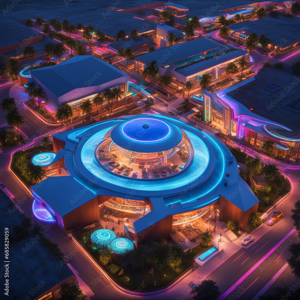 custom made wallpaper toronto digitalA futuristic world, neon colors, colorful, Future, Generative IA