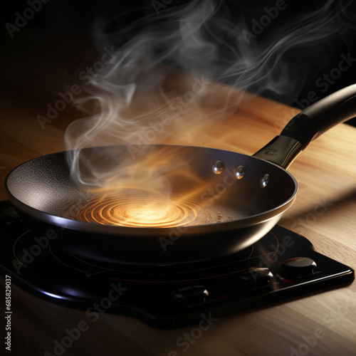 frying pan handles, connected, screen, realistic, innovation