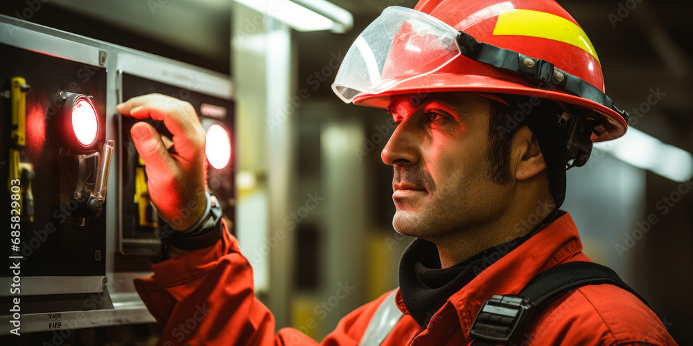 Skilled Fire Inspector Ensuring Safety by Identifying Fire Hazards in