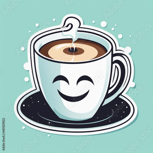 T-shirt design, vector, sticker, Coffee Cup, Cutte, Generative AI