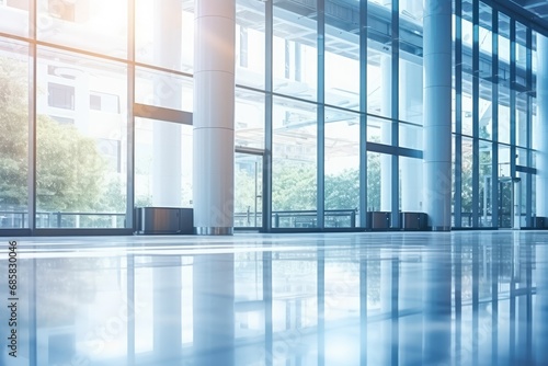 Business Building Lobby With Blurred Interior And Glass Windows Highquality Photo