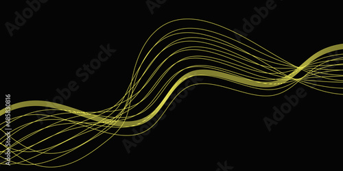 Abstract Black background with a glowing abstract waves. Abstract wave element for design. Digital frequency track equalizer, Futuristic background design. Long exposure, Light painting photography.