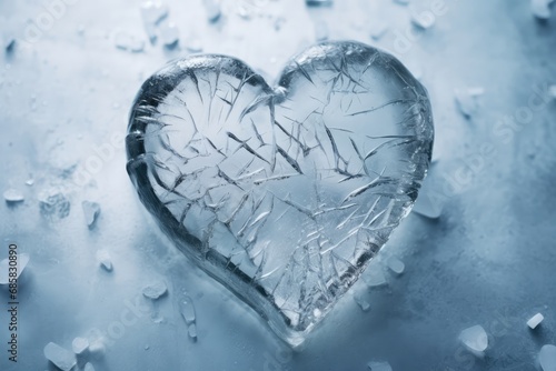 Frozen Heart Made Of Ice, Symbolizing Winter Or Love Highquality Photo