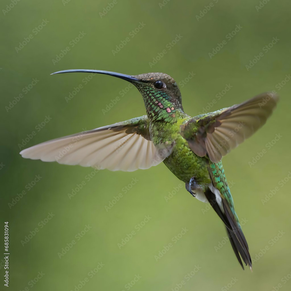 Fototapeta premium ruby hummingbird _ hummingbird feeding on a flower _ hummingbird on a branch _ hummingbird in flying _ birds ai image _ animal ai photo