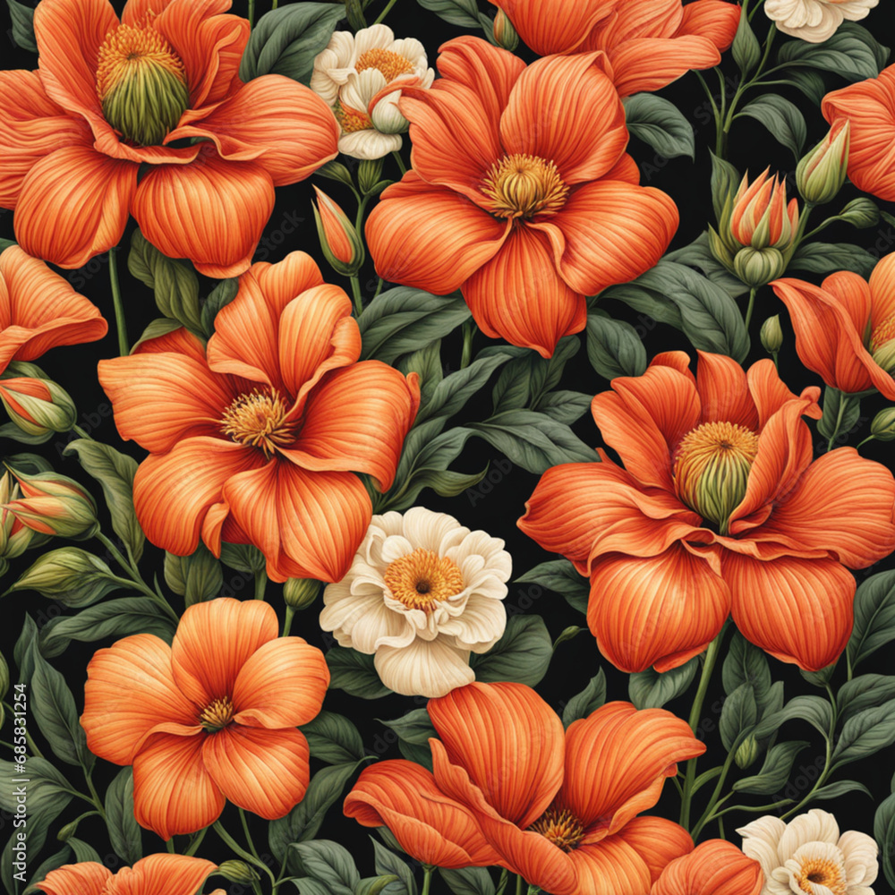 custom made wallpaper toronto digitalPattern Design, Vector, Flowers, Colorful, Generative AI 