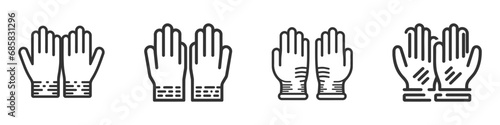 Vector protective rubber gloves line icon set. Symbol and sign illustration design