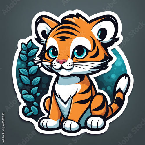 T-shirt design, vector, sticker, Cutte Tiger Stick, Baby Tiger, Design, Cuttiest, Nice, Generative AI