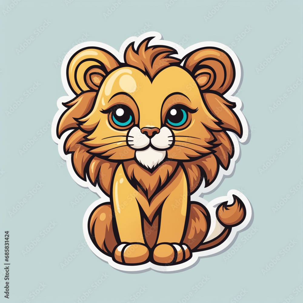 Obraz premium T-shirt design, vector, sticker, Lion Stick, Design, nice, Illustration, Generative AI