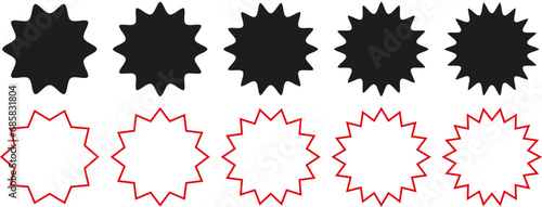 set of red and black shape silhouettes