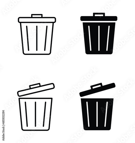 trash or garbage recycle bin icon set