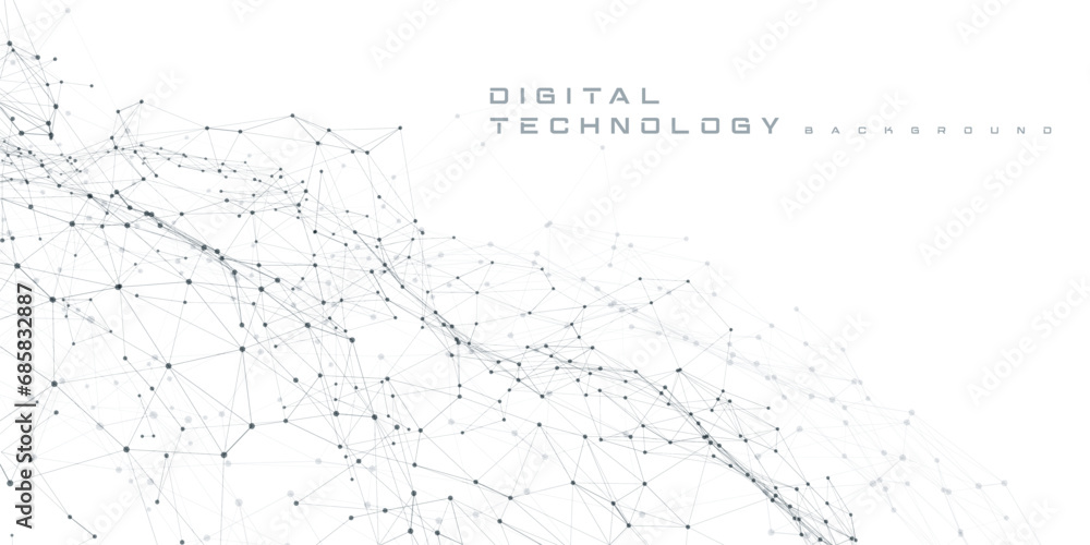 Abstract digital technology hi tech futuristic grey white background, cyber information communication, innovation future tech data, internet network connection, Ai big data lines dots, circuit vector Abstract digital technology hi tech futuristic grey white background, cyber information communication, innovation future tech data, internet network connection, Ai big data lines dots, circuit vector