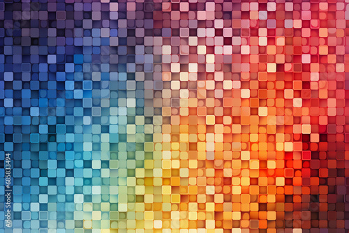 Multicolored hexagonal pixel gradient abstract background