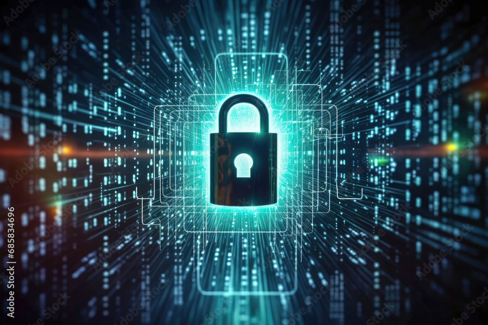 binary code lock Technology background of Cybersecurity with data protection binary code lock Technology background of Cybersecurity with data protection
