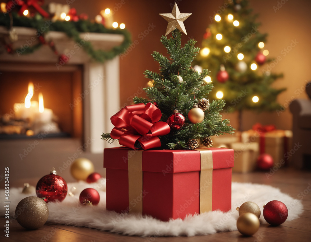 Unwrap Joy: 3D Illustrated Christmas Magic Inside a Festive Gift Box!