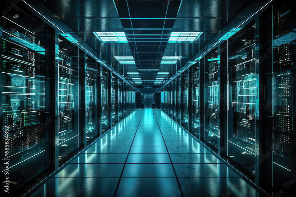 server rack in a data center Technology background of Data processing with server room server rack in a data center Technology background of Data processing with server room